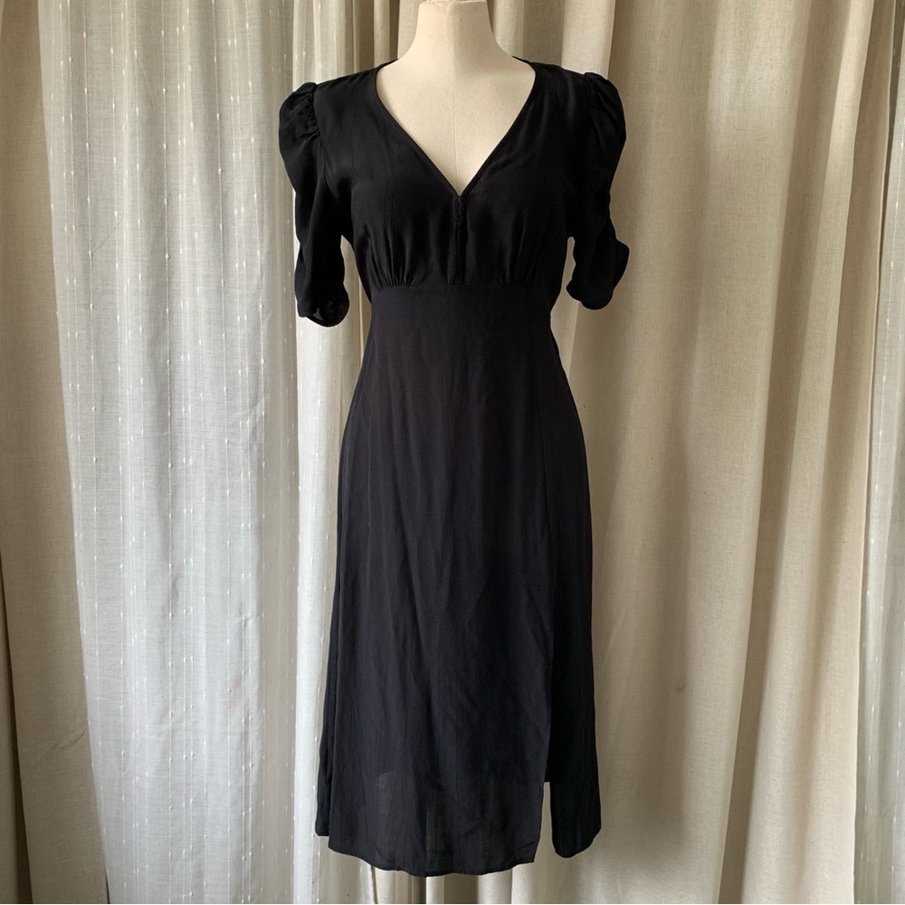 ABERCROMBIE & FITCH BLACK MIDI CLASSIC DRESS NWT M - Picture 1 of 12
